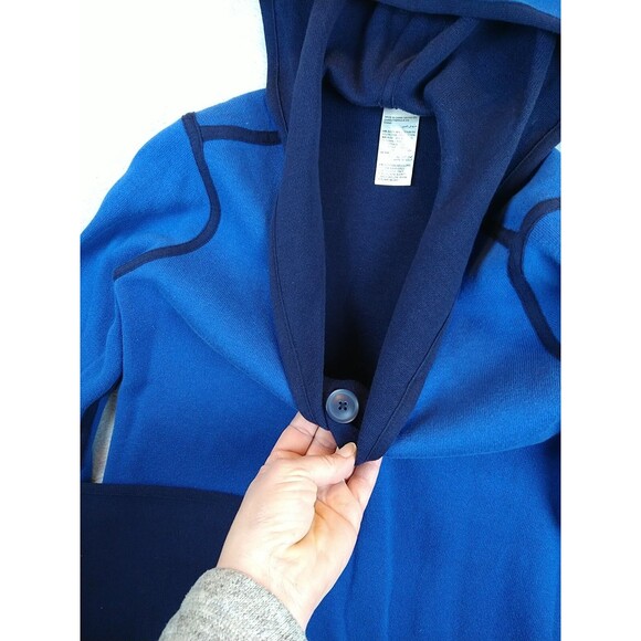 Chico's Zenergy Longline Hooded Jacket Reversible Blue Women’s Small Cardigan - Picture 8 of 11